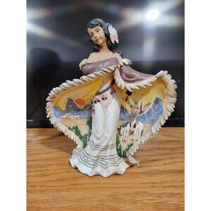 Native American light up Indian WOMAN Statue Resin vtg Western